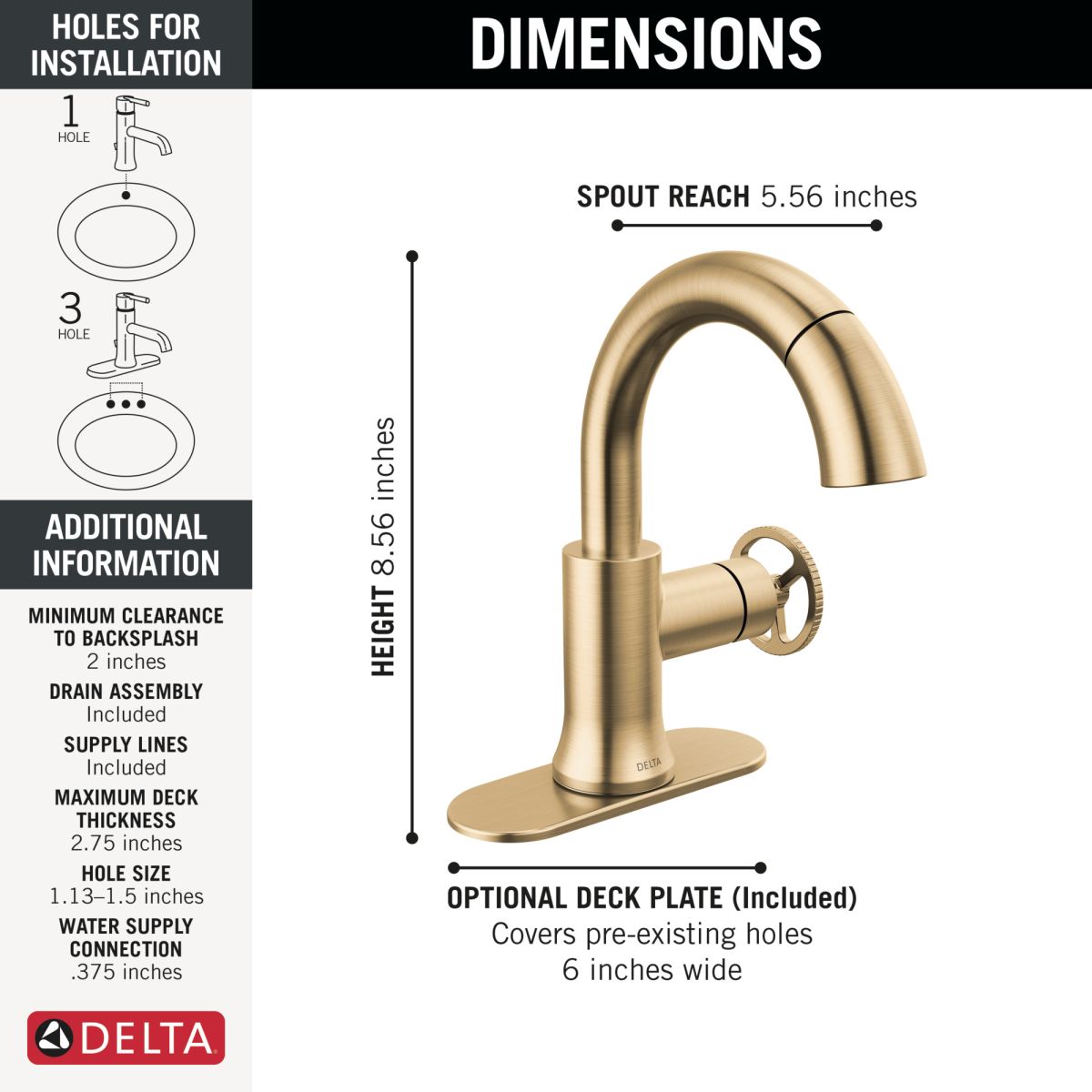 DELTA Trinsic Single Handle Pull-Down Bathroom Faucet — Champagne Bronze