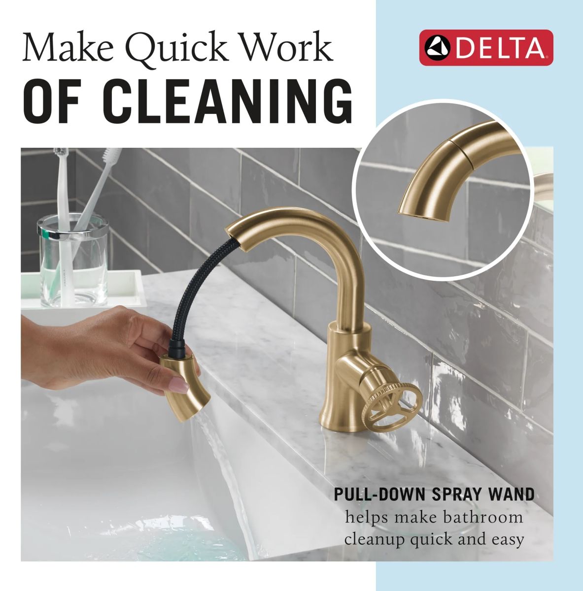 DELTA Trinsic Single Handle Pull-Down Bathroom Faucet — Champagne Bronze