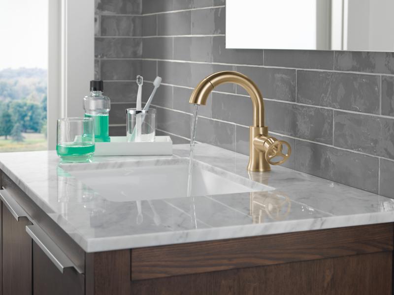 DELTA Trinsic Single Handle Pull-Down Bathroom Faucet — Champagne Bronze