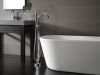 DELTA Trinsic Single Handle Floor Mount Tub Filler Trim with Hand Shower — Chrome