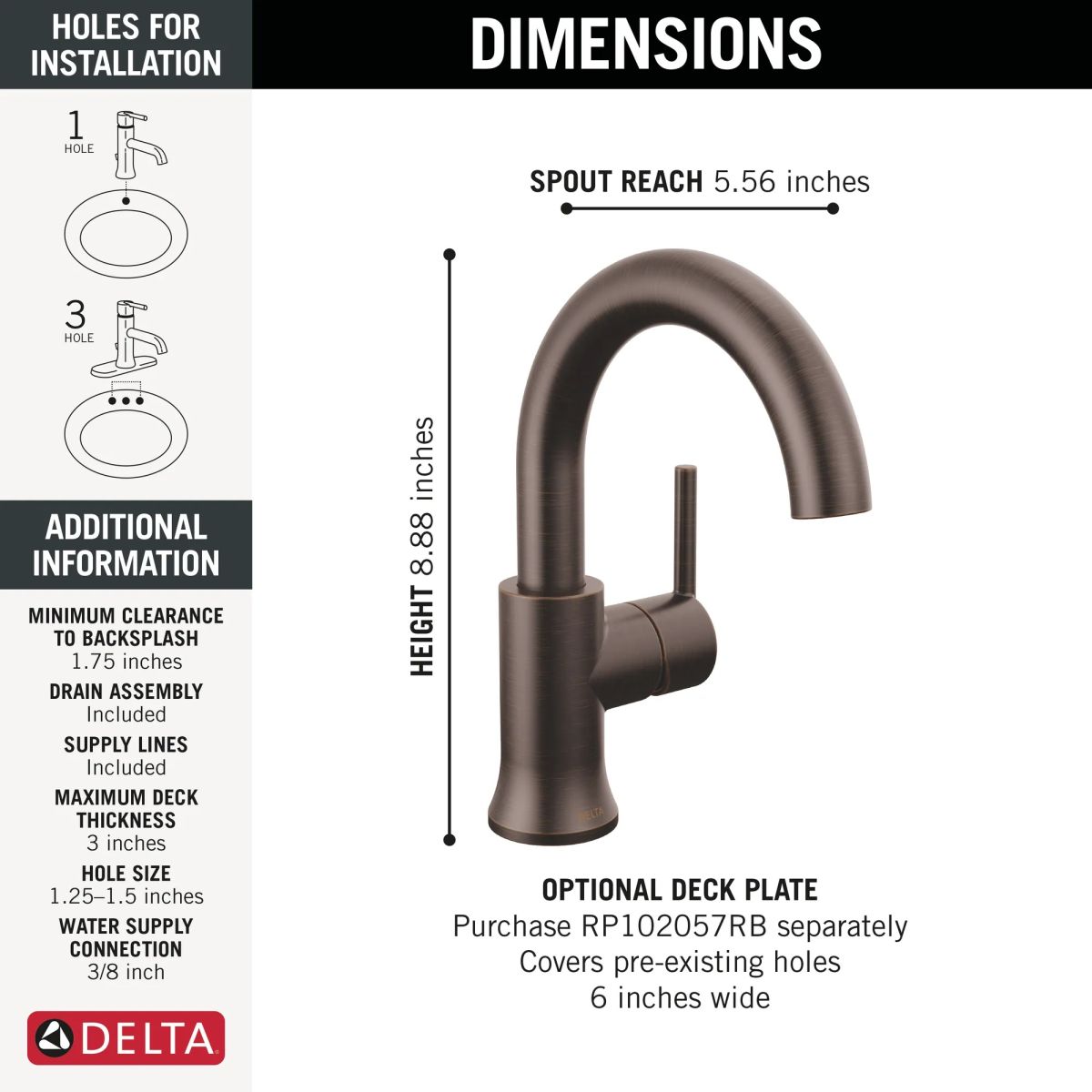 DELTA Trinsic Single Handle High-Arc Bathroom Faucet — Venetian Bronze