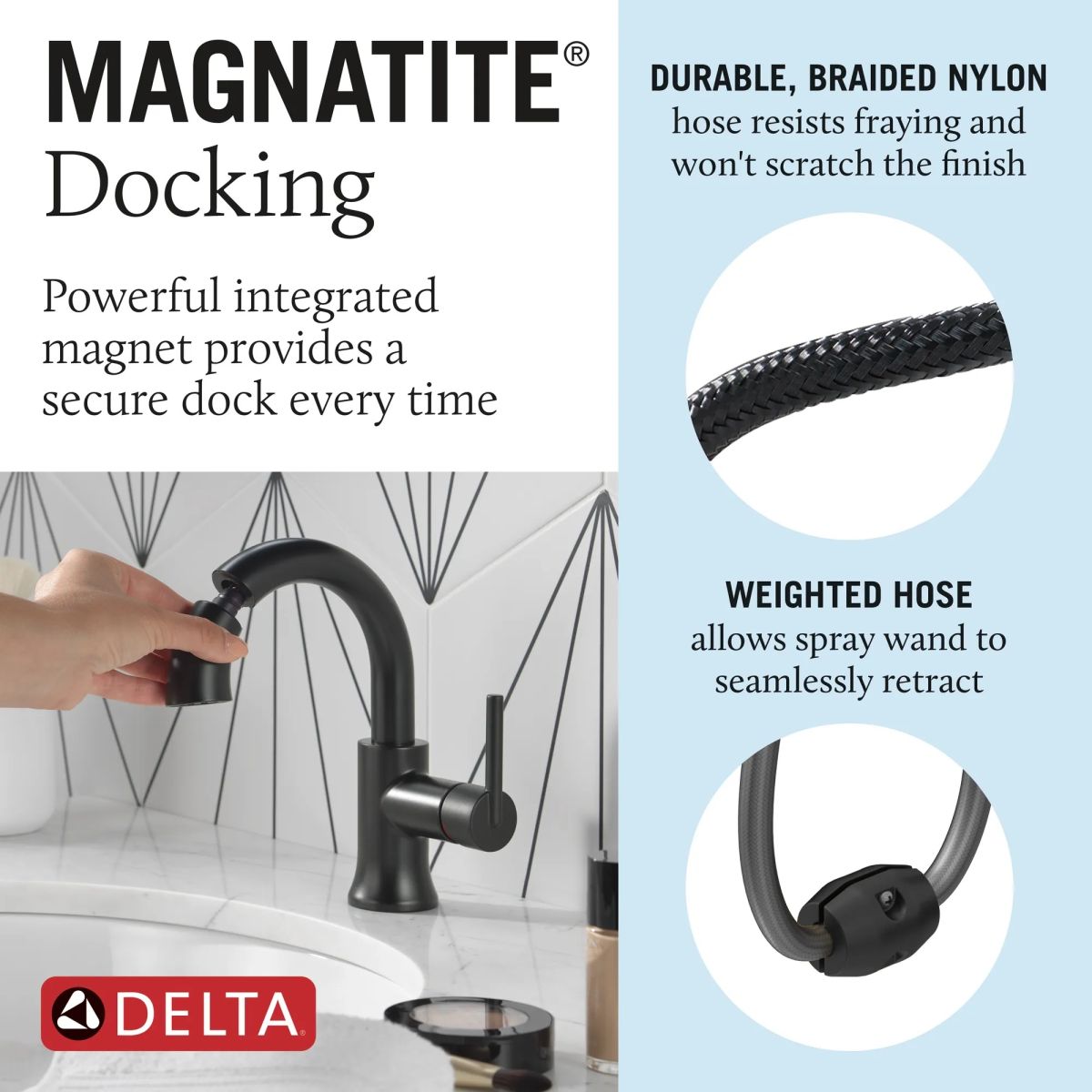 DELTA Trinsic Single Handle Pull-Down Bathroom Faucet — Matte Black