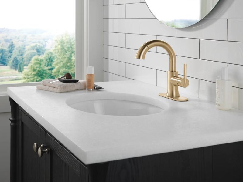 DELTA Trinsic Single Handle Pull Down Bathroom Faucet — Champagne Bronze