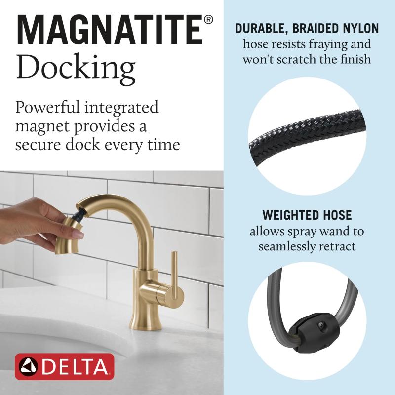 DELTA Trinsic Single Handle Pull Down Bathroom Faucet — Champagne Bronze