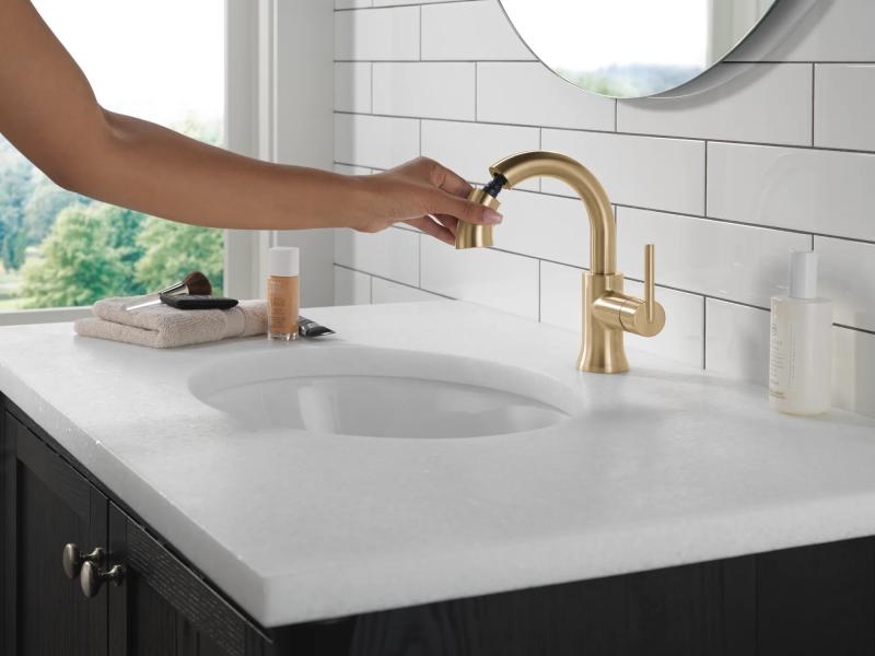 DELTA Trinsic Single Handle Pull Down Bathroom Faucet — Champagne Bronze
