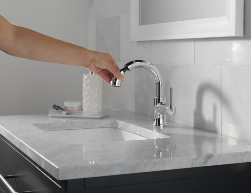 DELTA Trinsic Single Handle Pull-Down Bathroom Faucet — Chrome
