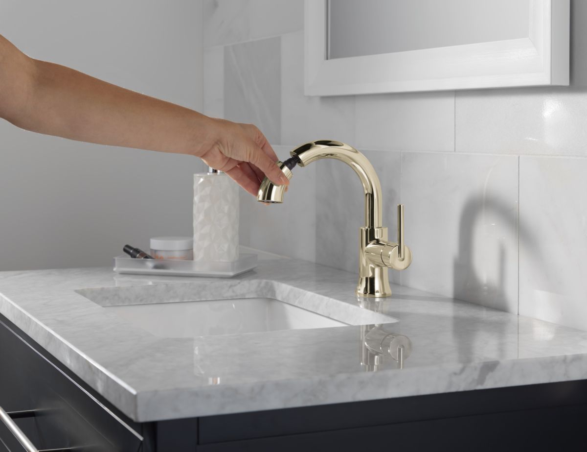 DELTA Trinsic Single Handle Pull-Down Bathroom Faucet — Polished Nickel