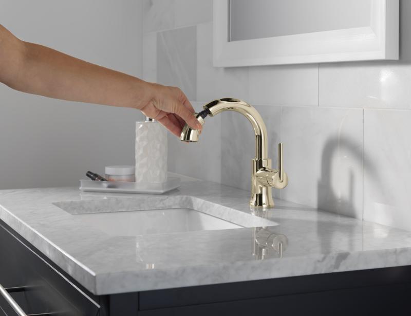 DELTA Trinsic Single Handle Pull-Down Bathroom Faucet — Polished Nickel