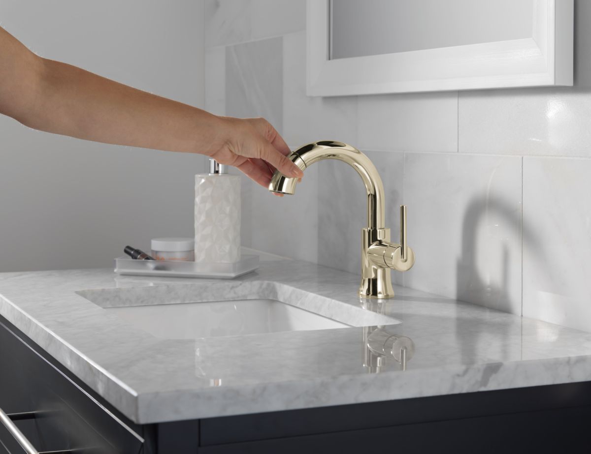 DELTA Trinsic Single Handle Pull-Down Bathroom Faucet — Polished Nickel