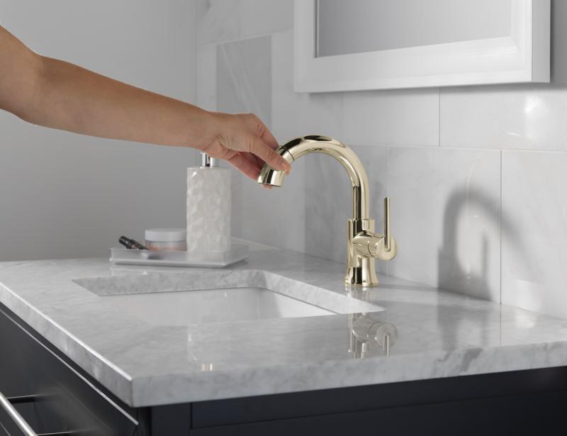 DELTA Trinsic Single Handle Pull-Down Bathroom Faucet — Polished Nickel