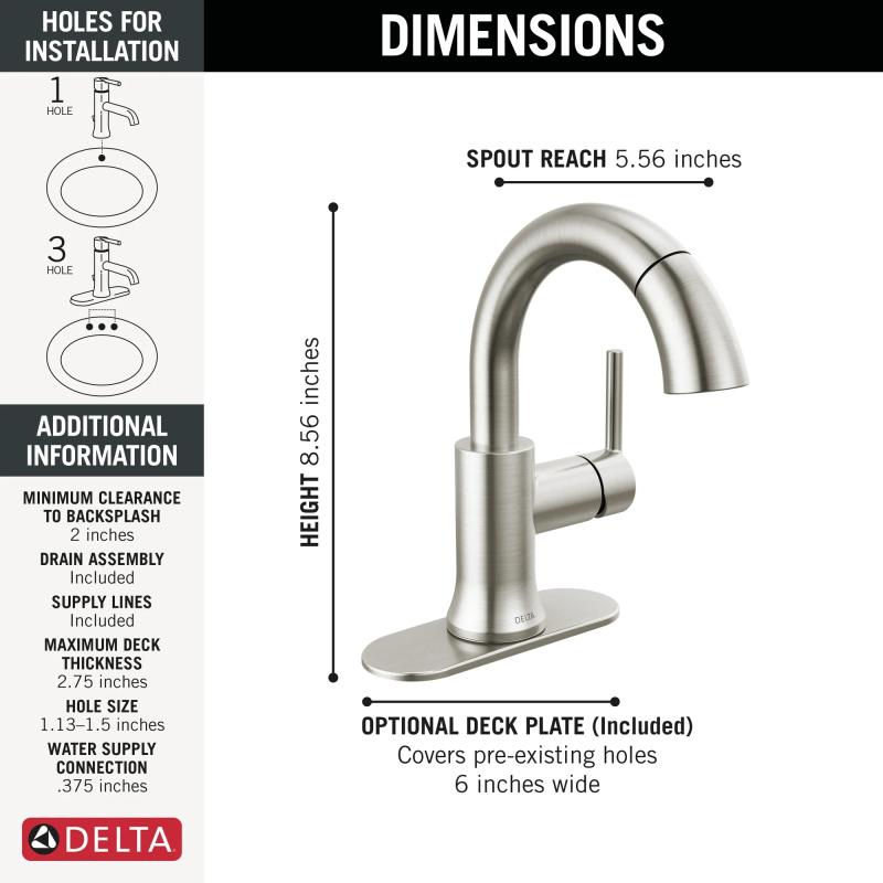 DELTA Trinsic Single Handle Pull-Down Bathroom Faucet — Stainless