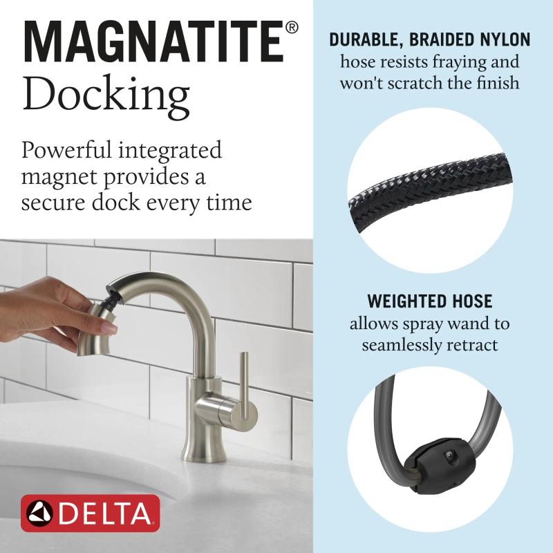 DELTA Trinsic Single Handle Pull-Down Bathroom Faucet — Stainless