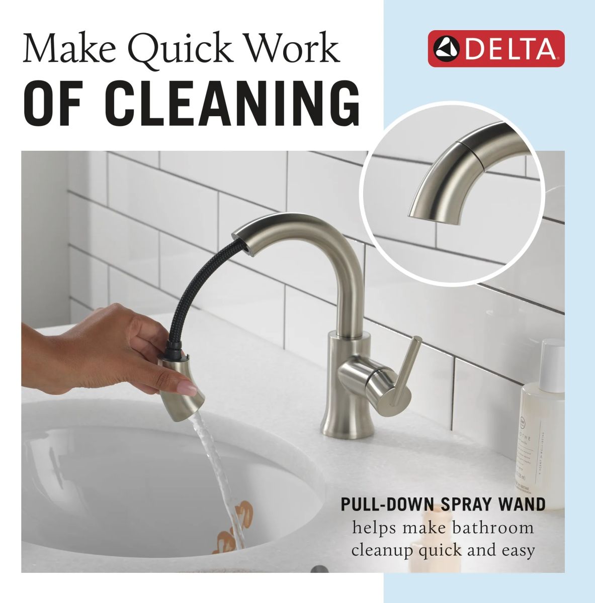 DELTA Trinsic Single Handle Pull-Down Bathroom Faucet — Stainless