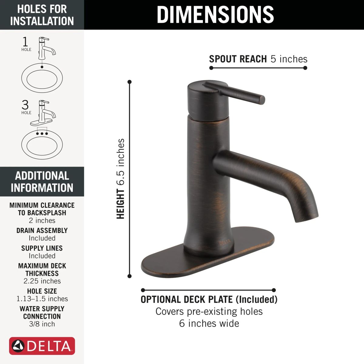 DELTA Trinsic Single Handle Bathroom Faucet — Venetian Bronze