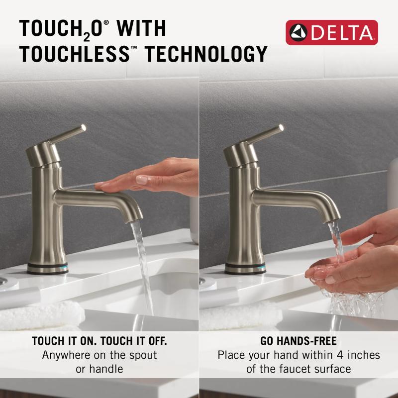DELTA Trinsic Touch2O Bathroom Faucet with Touchless Technology — Stainless
