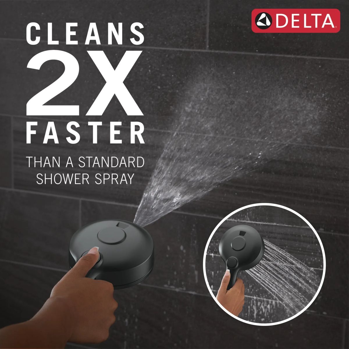 DELTA Universal Showering Components 6-Setting HydroRain with ProClean — Matte Black