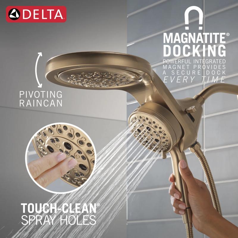 DELTA Universal Showering Components 6-Setting HydroRain with ProClean — Lumicoat® Champagne Bronze
