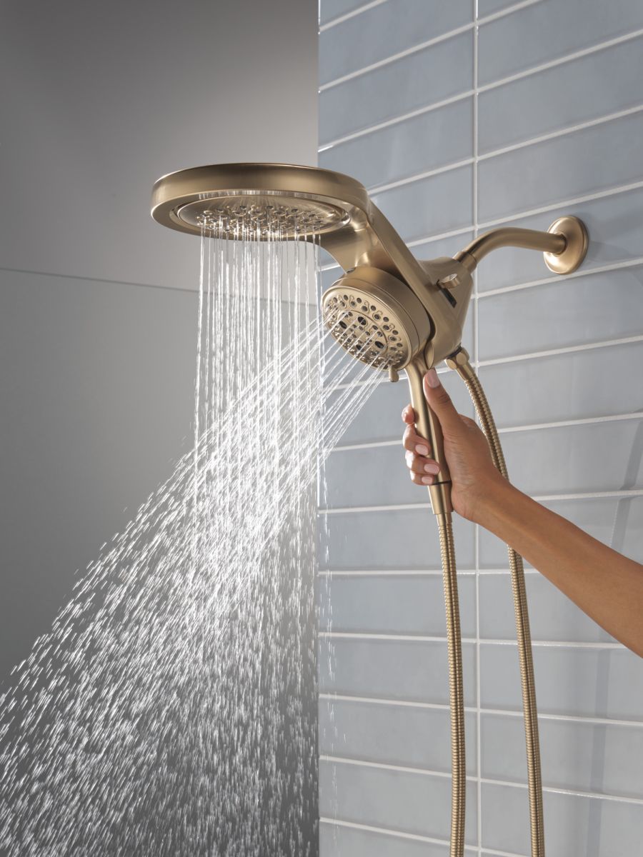 DELTA Universal Showering Components 6-Setting HydroRain with ProClean — Lumicoat® Champagne Bronze