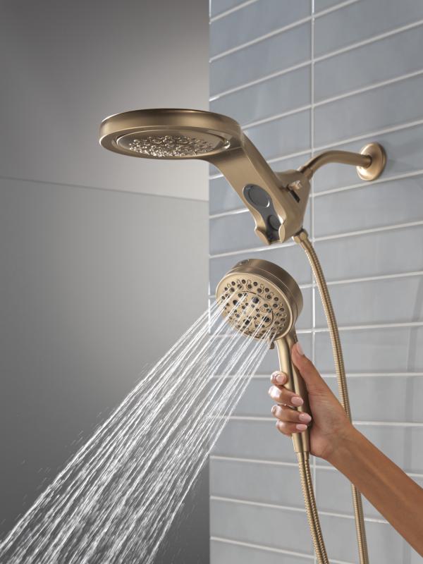 DELTA Universal Showering Components 6-Setting HydroRain with ProClean — Lumicoat® Champagne Bronze