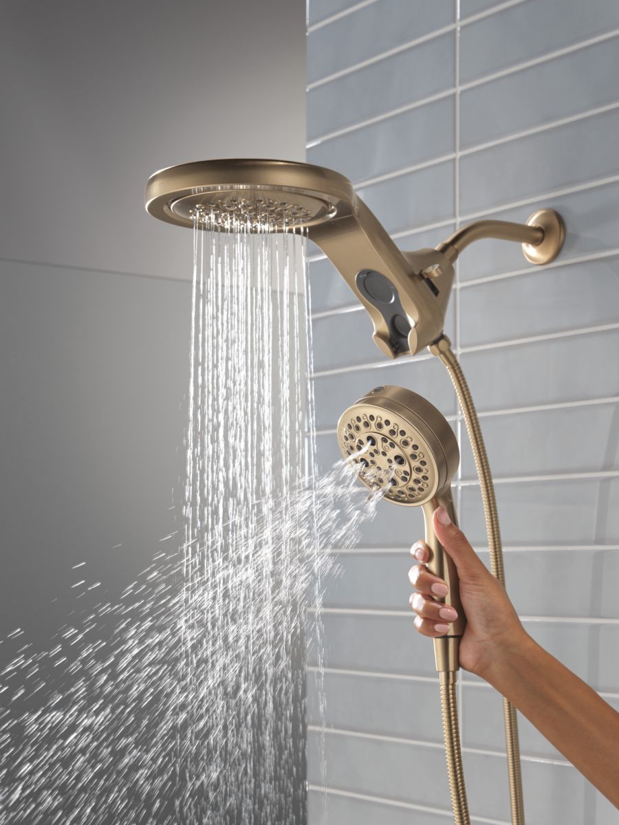 DELTA Universal Showering Components 6-Setting HydroRain with ProClean — Lumicoat® Champagne Bronze