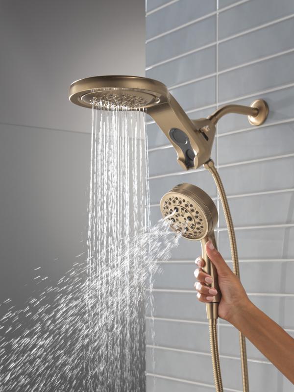 DELTA Universal Showering Components 6-Setting HydroRain with ProClean — Lumicoat® Champagne Bronze