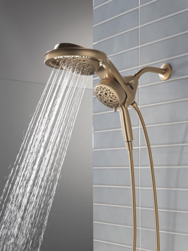 DELTA Universal Showering Components 6-Setting HydroRain with ProClean — Lumicoat® Champagne Bronze