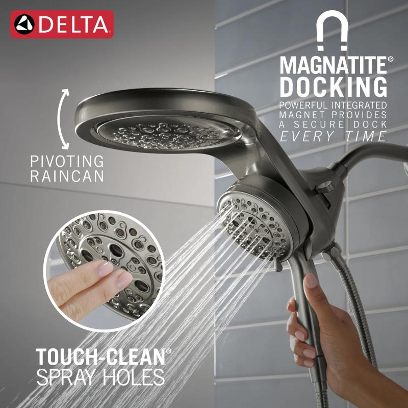 DELTA Universal Showering Components 6-Setting HydroRain with ProClean — Lumicoat® Black Stainless