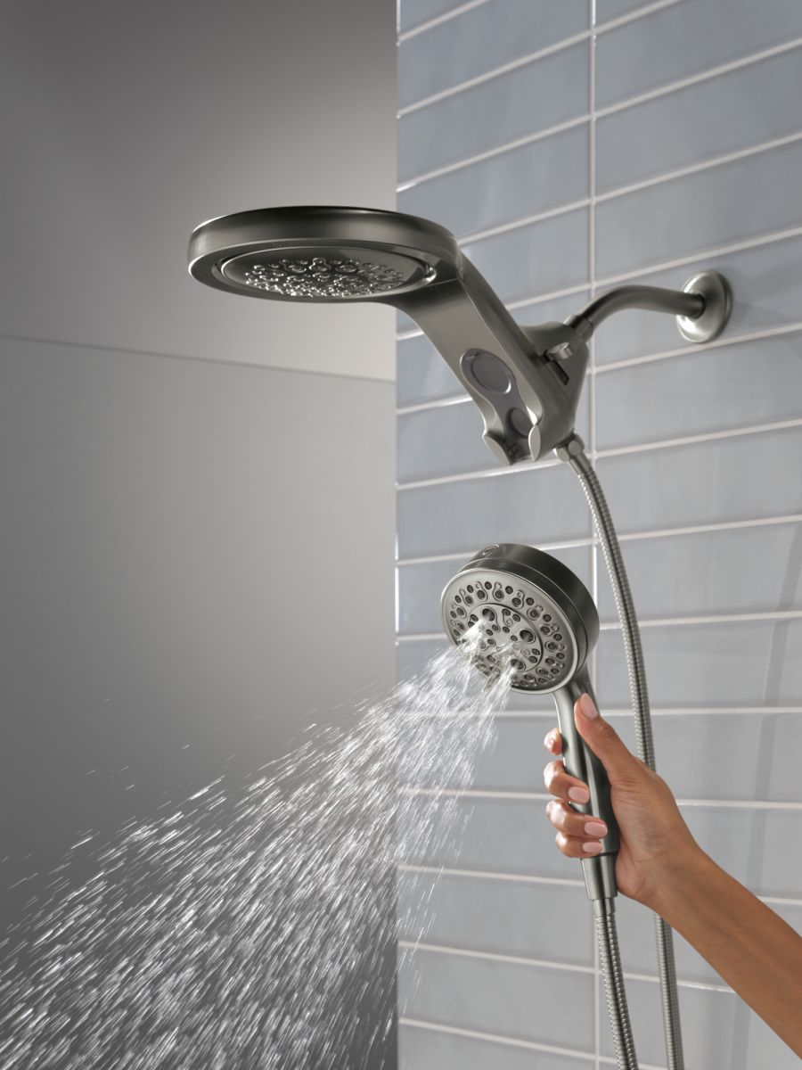 DELTA Universal Showering Components 6-Setting HydroRain with ProClean — Lumicoat® Black Stainless