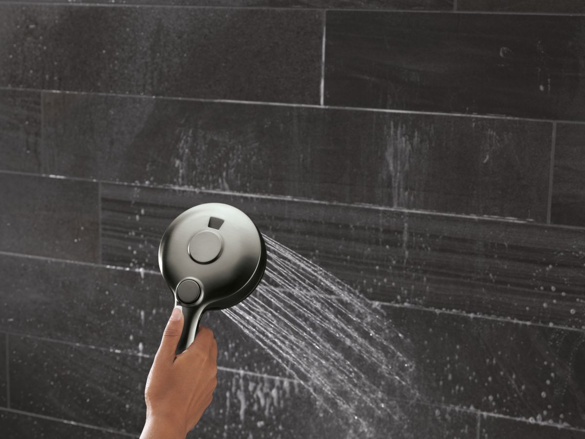 DELTA Universal Showering Components 6-Setting HydroRain with ProClean — Lumicoat® Black Stainless