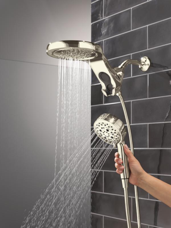 DELTA Universal Showering Components 6-Setting HydroRain with ProClean — Lumicoat® Polished Nickel