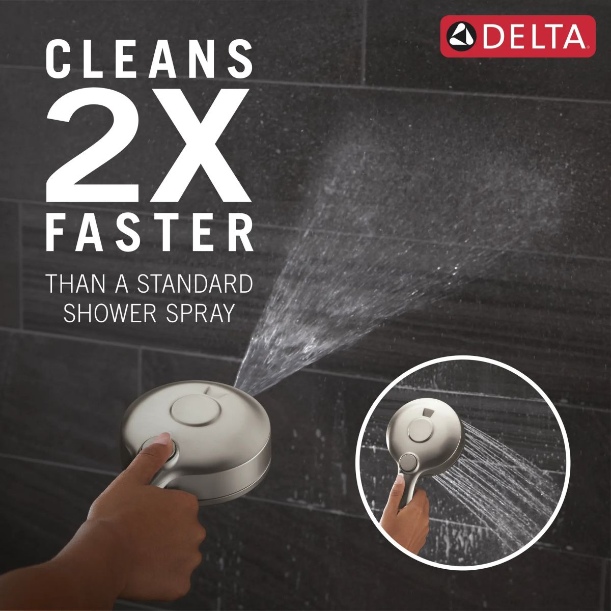DELTA Universal Showering Components 6-Setting HydroRain with ProClean — Lumicoat® Stainless