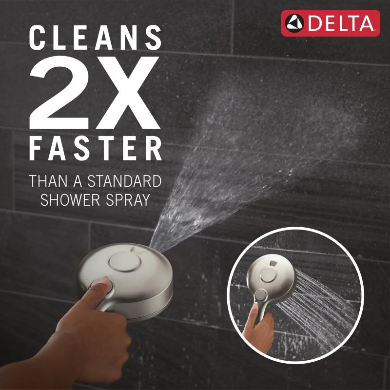 DELTA Universal Showering Components 6-Setting HydroRain with ProClean — Lumicoat® Stainless