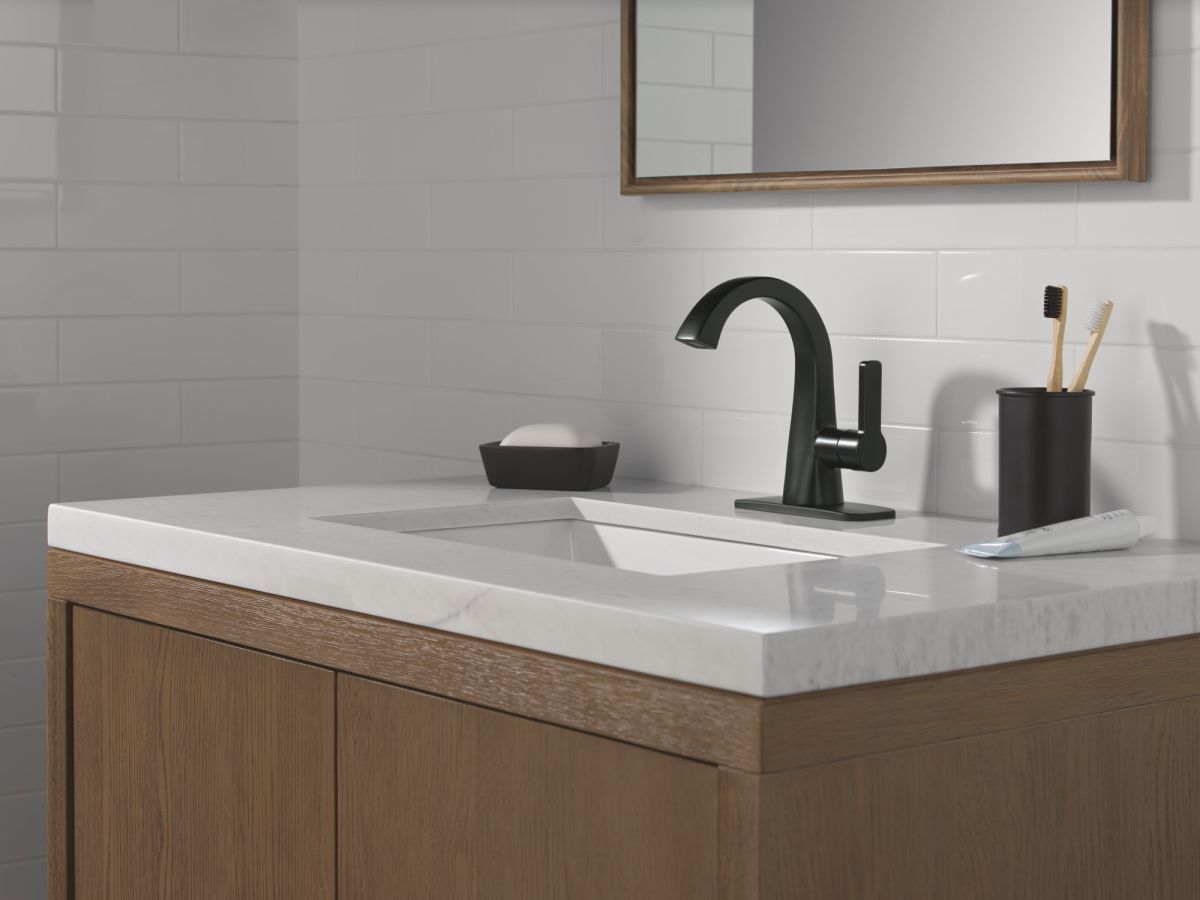 DELTA Lineax Single Handle Bathroom Faucet — Matte Black