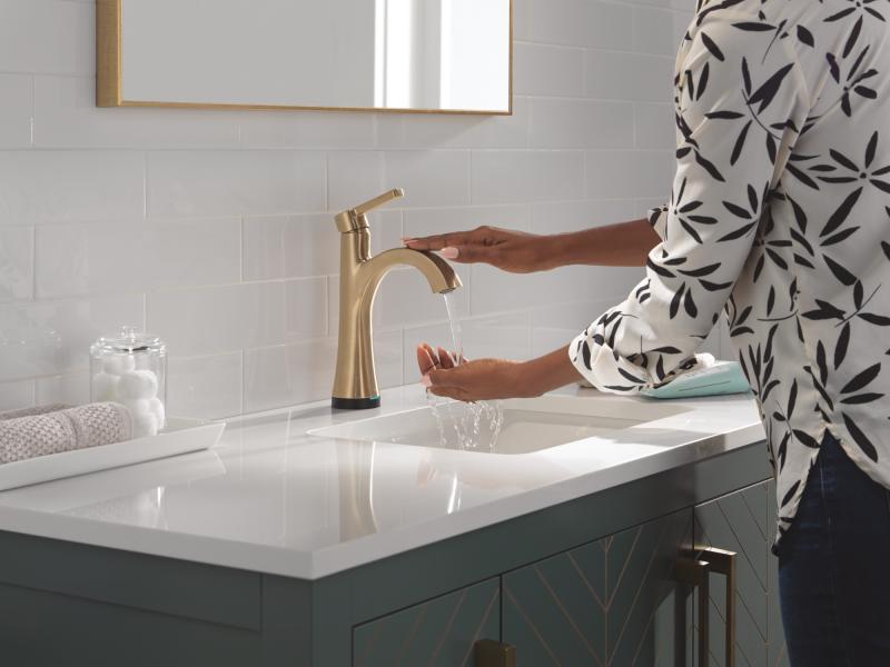 DELTA Lineax Touch2O Bathroom Faucet with Touchless Technology — Champagne Bronze