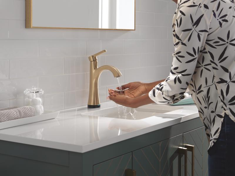 DELTA Lineax Touch2O Bathroom Faucet with Touchless Technology — Champagne Bronze
