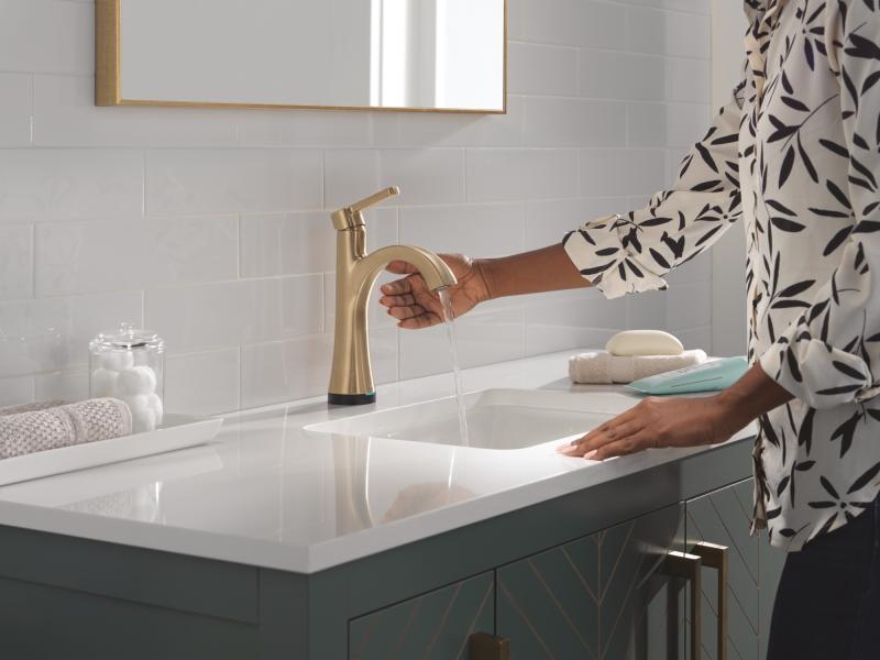 DELTA Lineax Touch2O Bathroom Faucet with Touchless Technology — Champagne Bronze