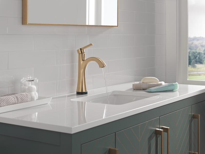 DELTA Lineax Touch2O Bathroom Faucet with Touchless Technology — Champagne Bronze