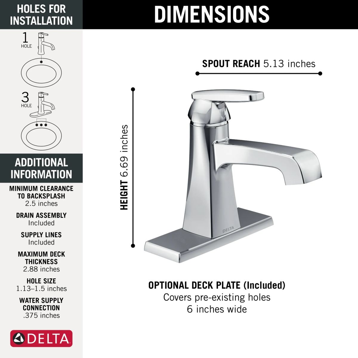 DELTA Ashlyn Single Handle Bathroom Faucet — Chrome