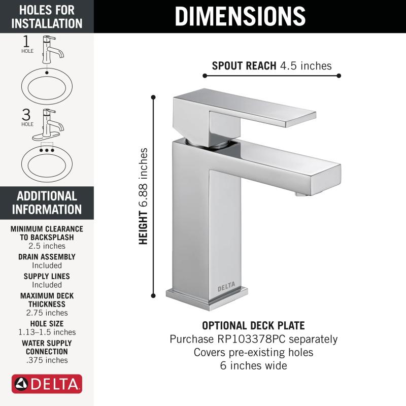 DELTA Modern Single Handle Project Pack Faucet- Low Flow — Chrome