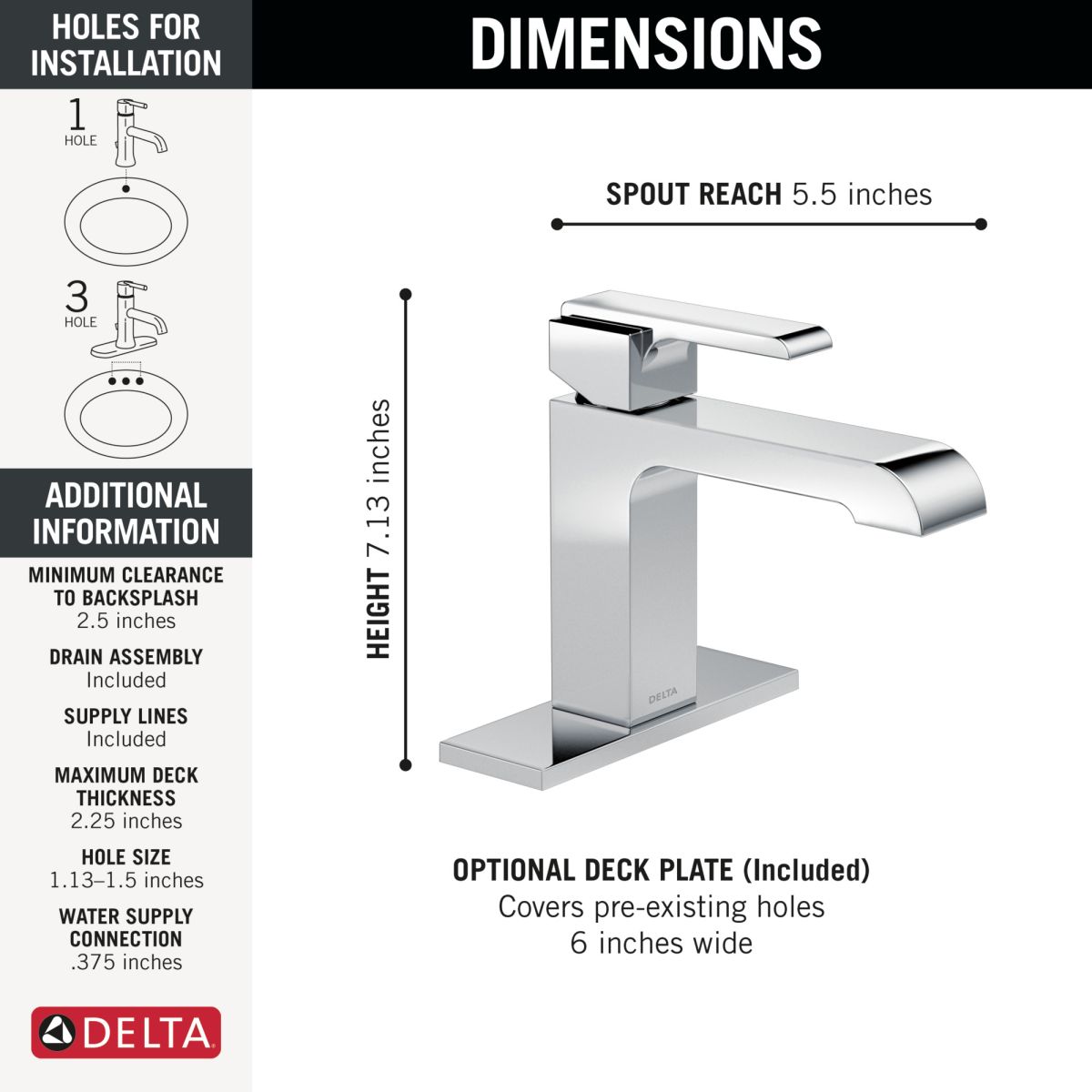 DELTA Ara Single Handle Bathroom Faucet — Chrome