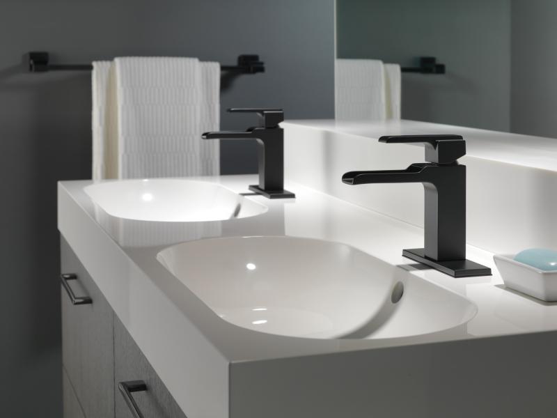 DELTA Ara Single Handle Channel Bathroom Faucet — Matte Black