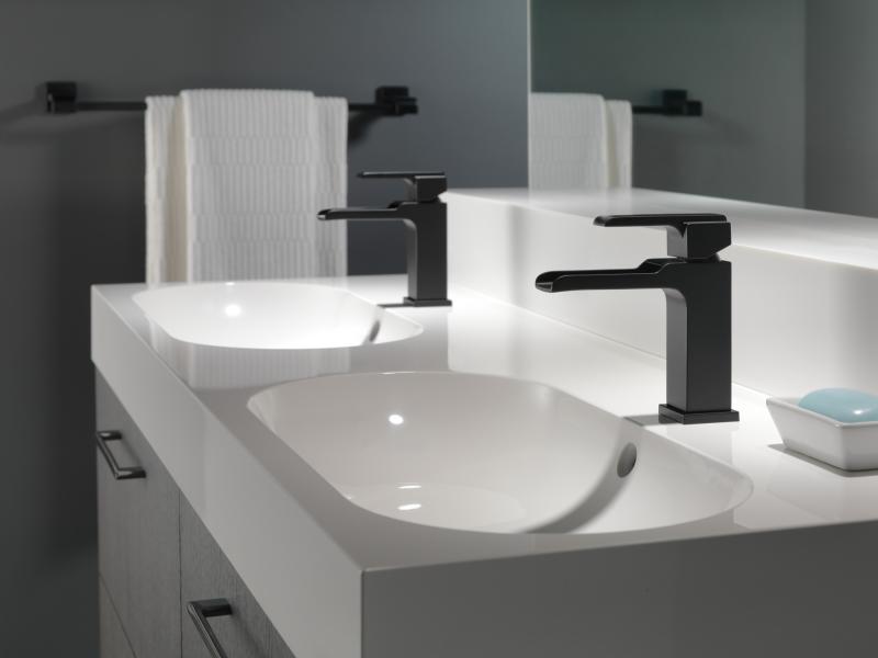 DELTA Ara Single Handle Channel Bathroom Faucet — Matte Black