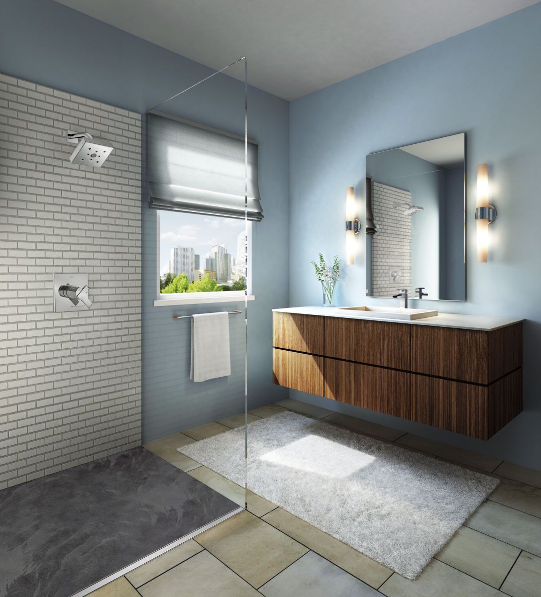 DELTA Ara Single Handle Channel Bathroom Faucet — Chrome