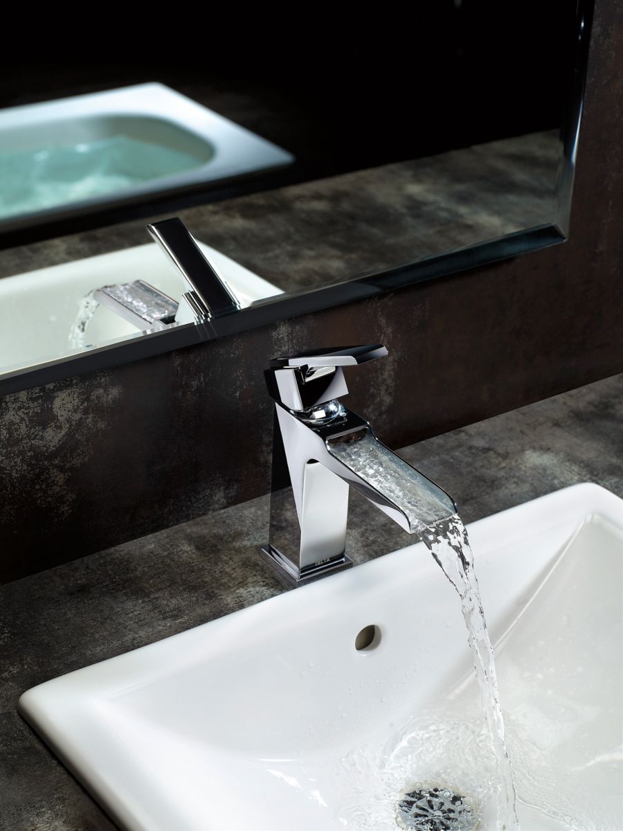 DELTA Ara Single Handle Channel Bathroom Faucet — Chrome