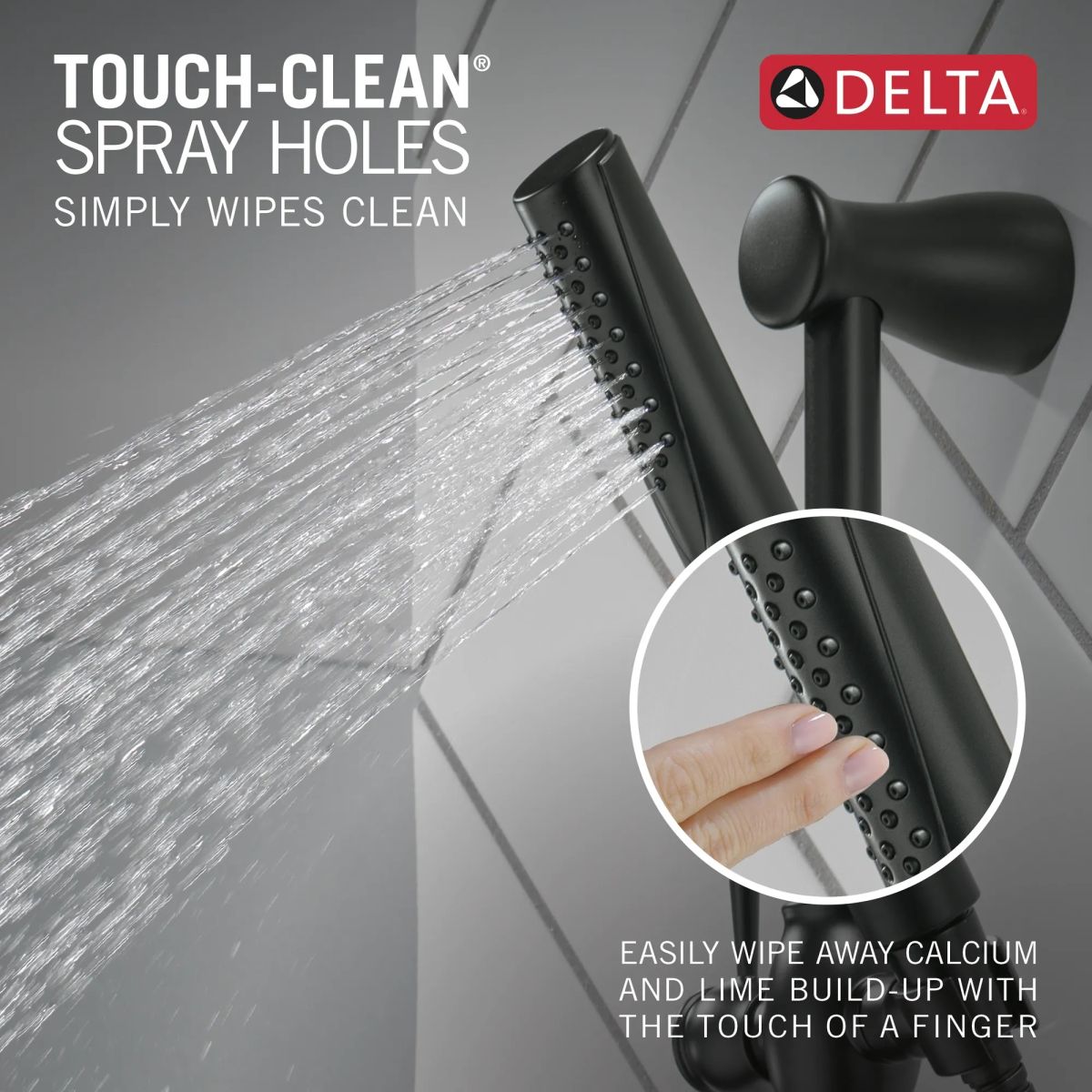 DELTA Grail Premium Single-Setting Slide Bar Hand Shower — Matte Black