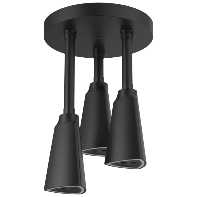 DELTA Universal Showering Components H2OKINETIC Pendant Raincan Shower Head with LED Light — Matte Black
