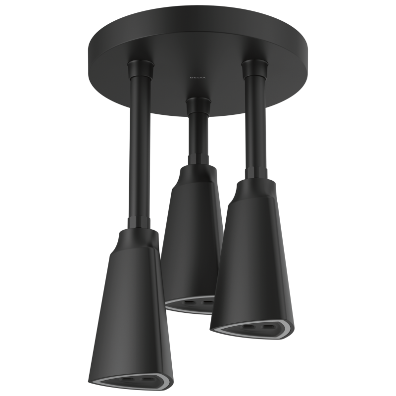 DELTA Universal Showering Components H2OKINETIC Pendant Raincan Shower Head with LED Light — Matte Black