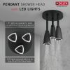 DELTA Universal Showering Components H2OKINETIC Pendant Raincan Shower Head with LED Light — Matte Black