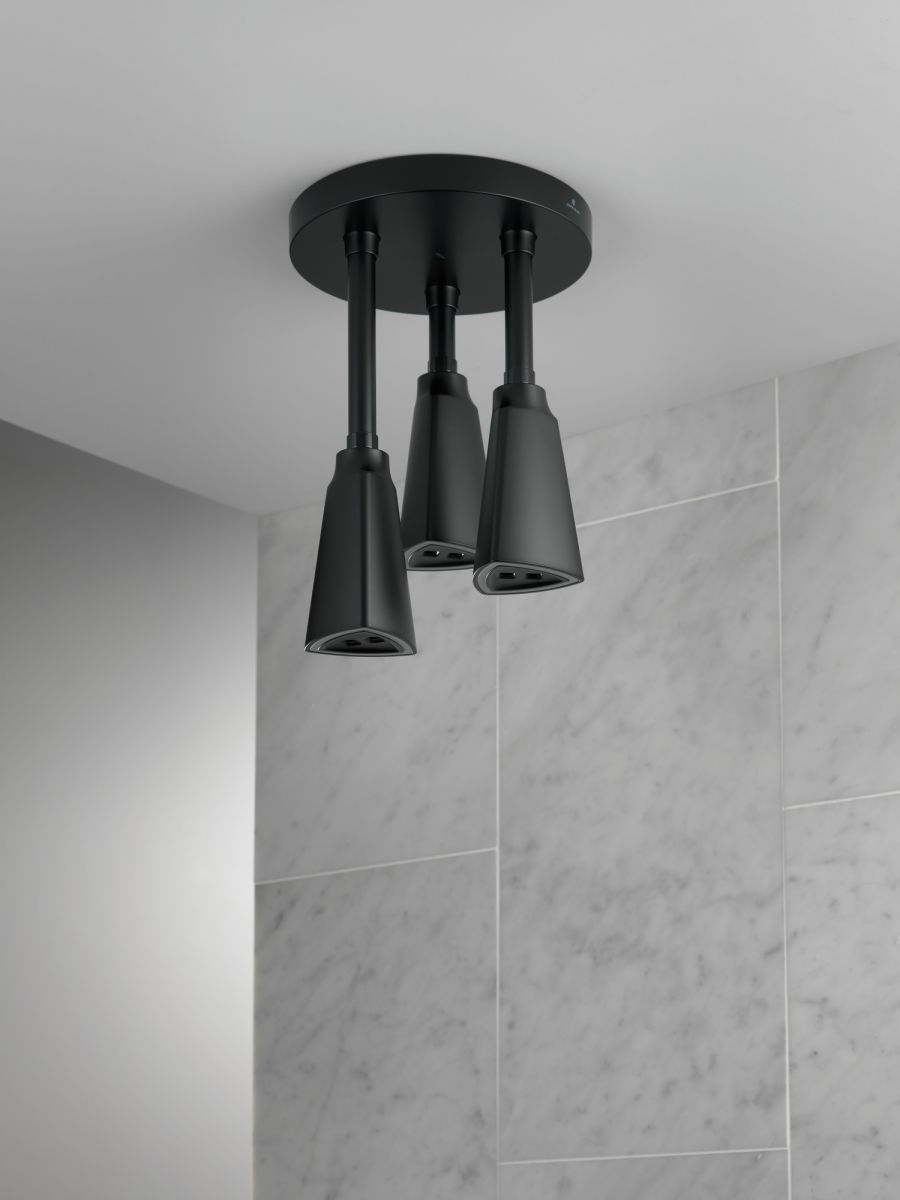 DELTA Universal Showering Components H2OKINETIC Pendant Raincan Shower Head with LED Light — Matte Black