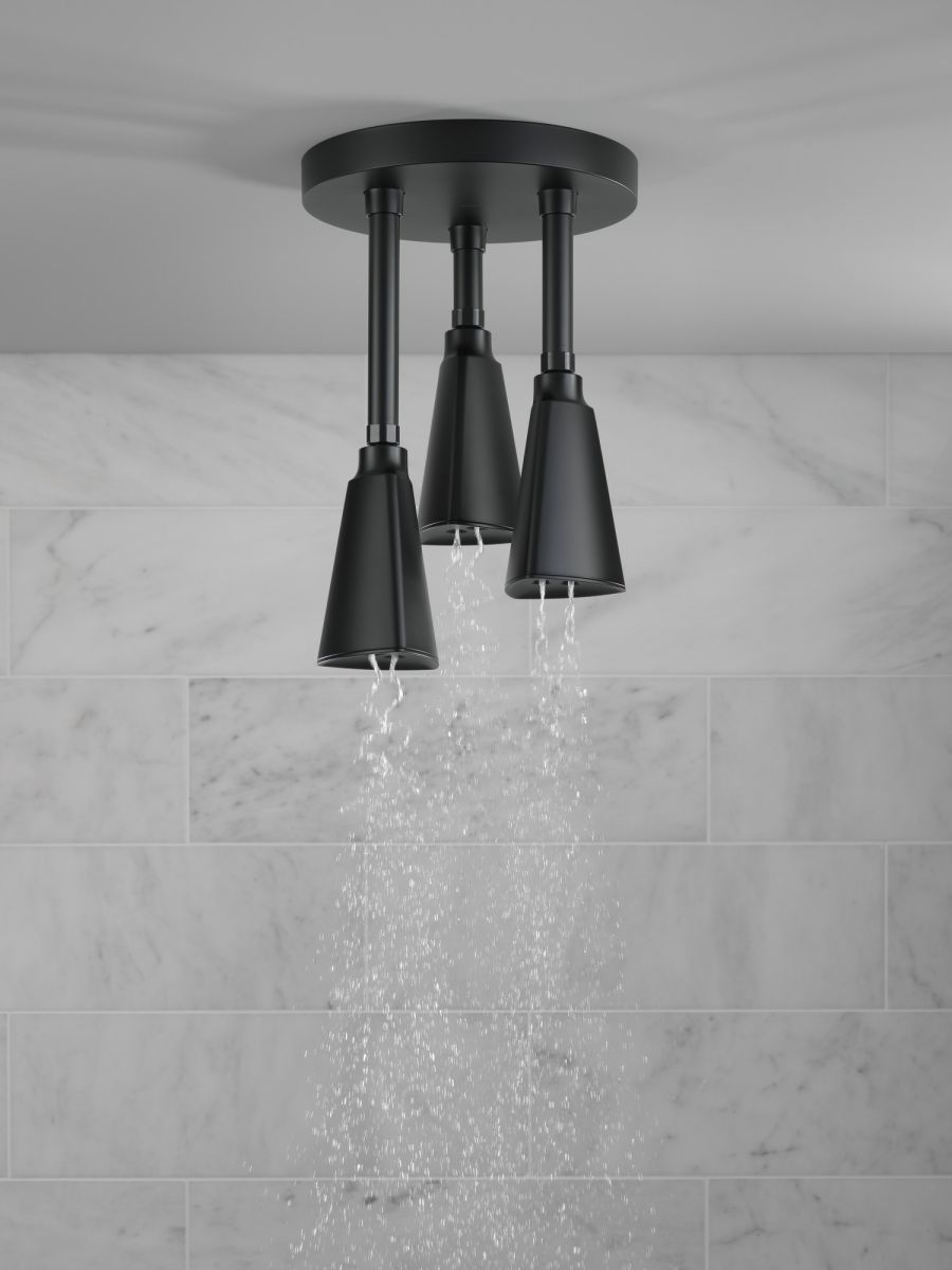 DELTA Universal Showering Components H2OKINETIC Pendant Raincan Shower Head — Matte Black
